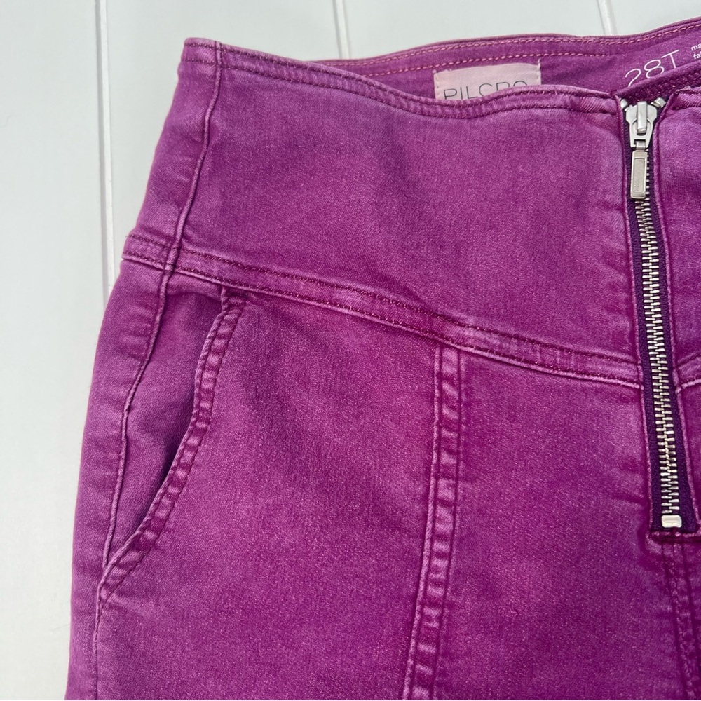Anthropologie Pilcro High Rise Crop Flare Purple Boho Festival Pants Size 28 - Picture 7 of 9